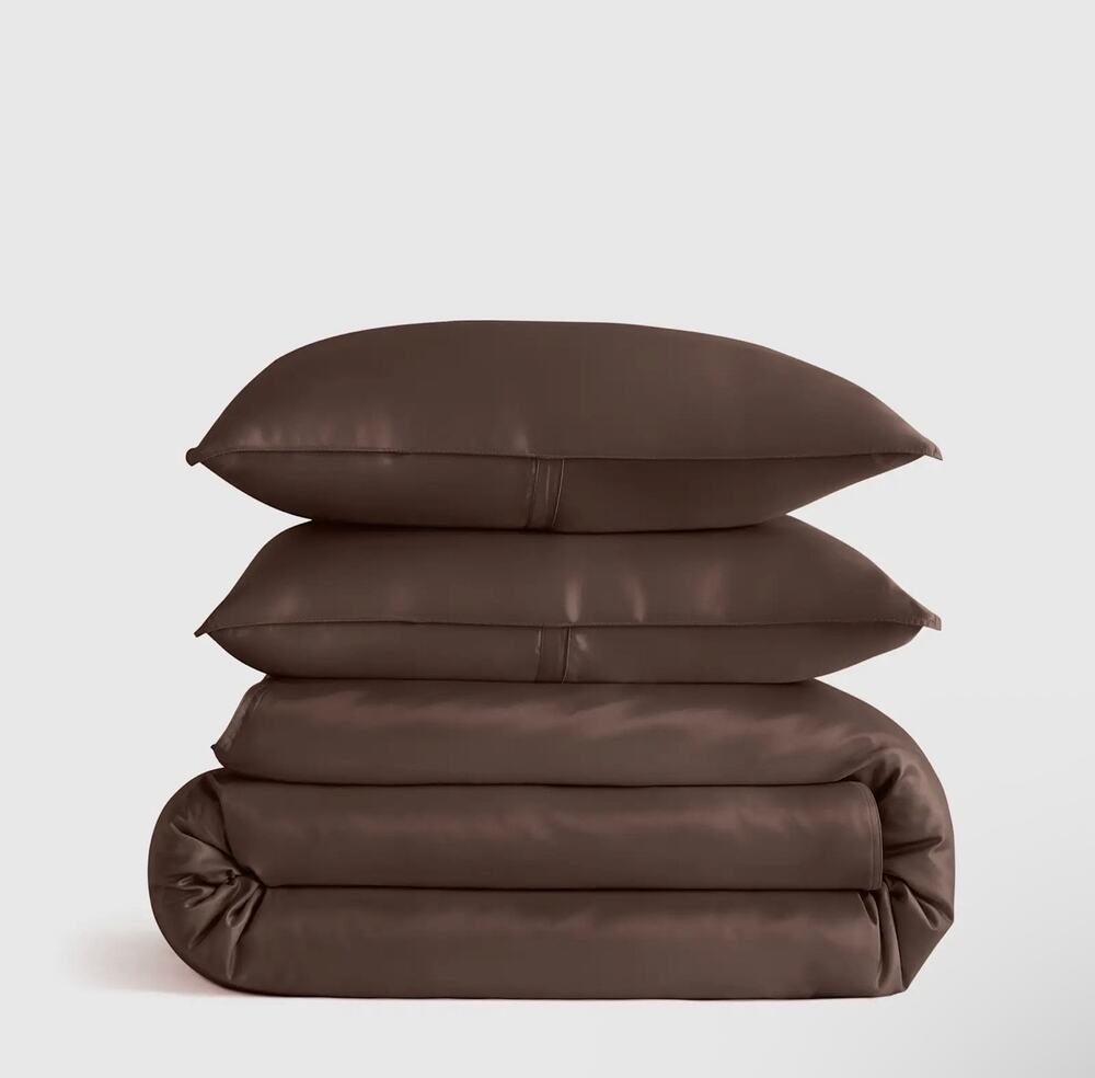 Quince Bamboo Duvet Cover Set Espresso in King/Cal King NWT